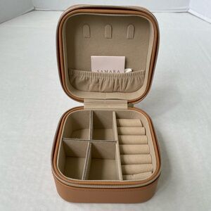 Samara The Jewelry Box Vegan Leather Tan Brown Zip Case Travel Organizer